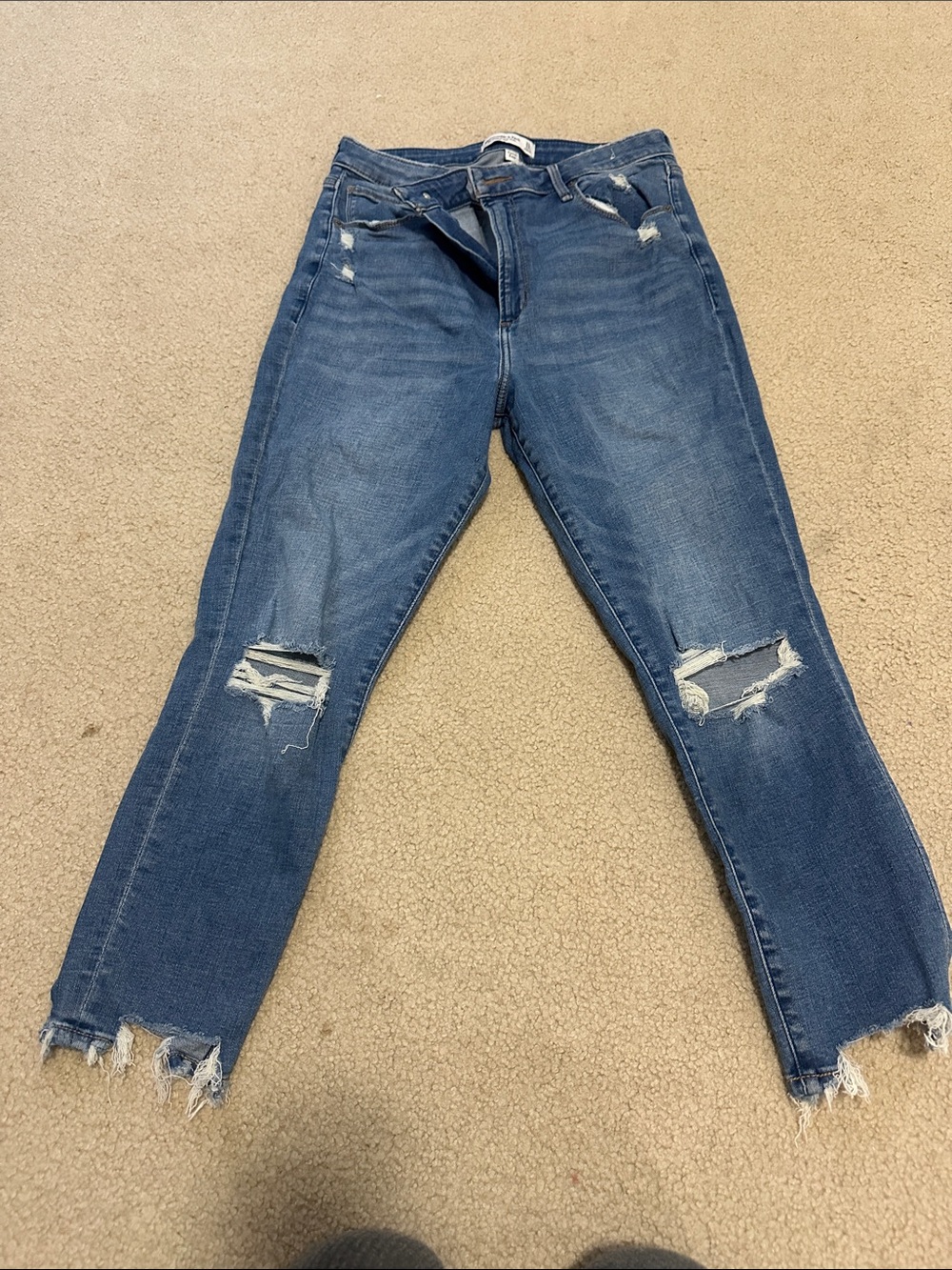 Abercrombie Distressed Mid Wash Women’s Jeans - Blue